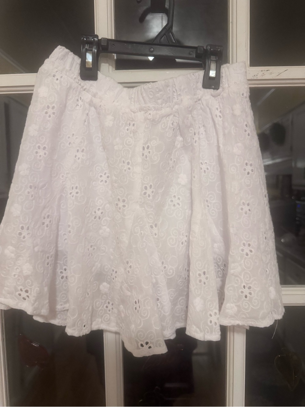 Girls' White Eyelet Skort with Elastic Waist